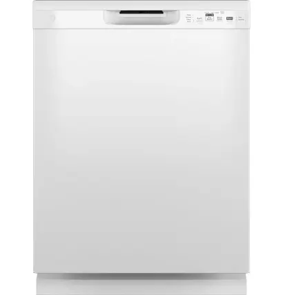 Front. GE - Front Control Built-In Dishwasher with 55 dBA - White.