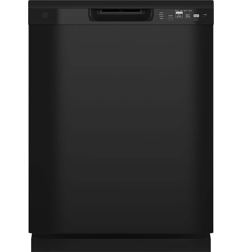 GE - 24" Front Control Built-In Plastic Tub Dishwasher with Dry Boost and 59 dBA - Black - Front_Zoom