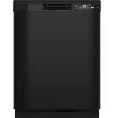 Front. GE - Front Control Built-In Dishwasher with 55 dBA - Black.