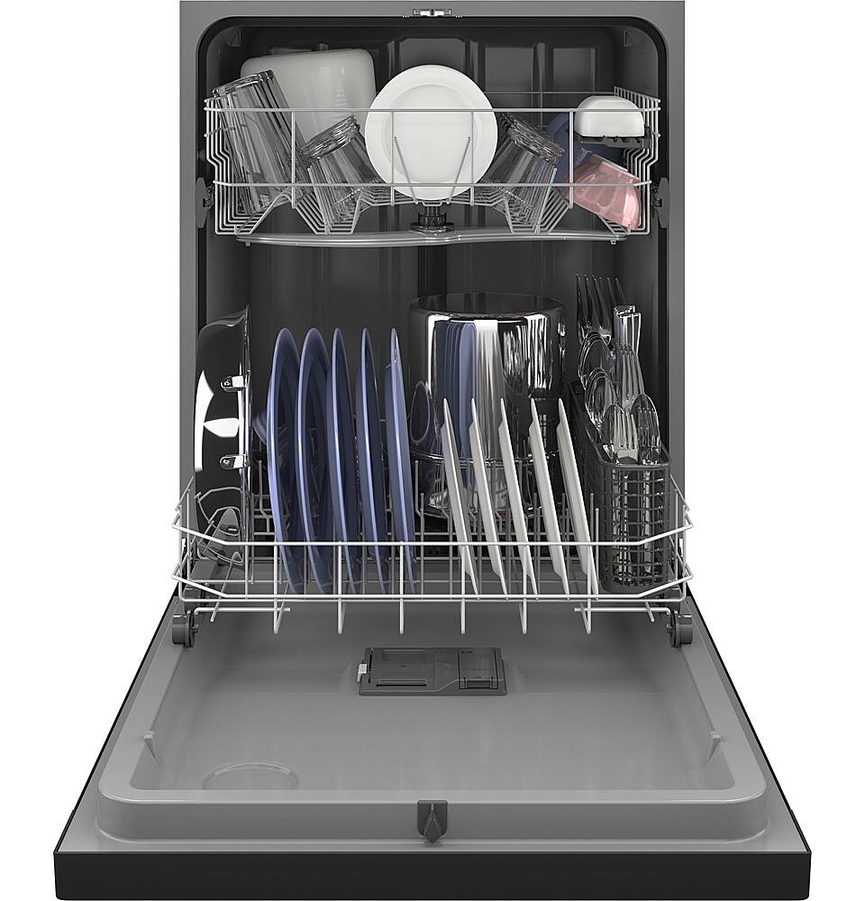 Alt View 12. GE - Front Control Built-In Dishwasher with 55 dBA - Black.