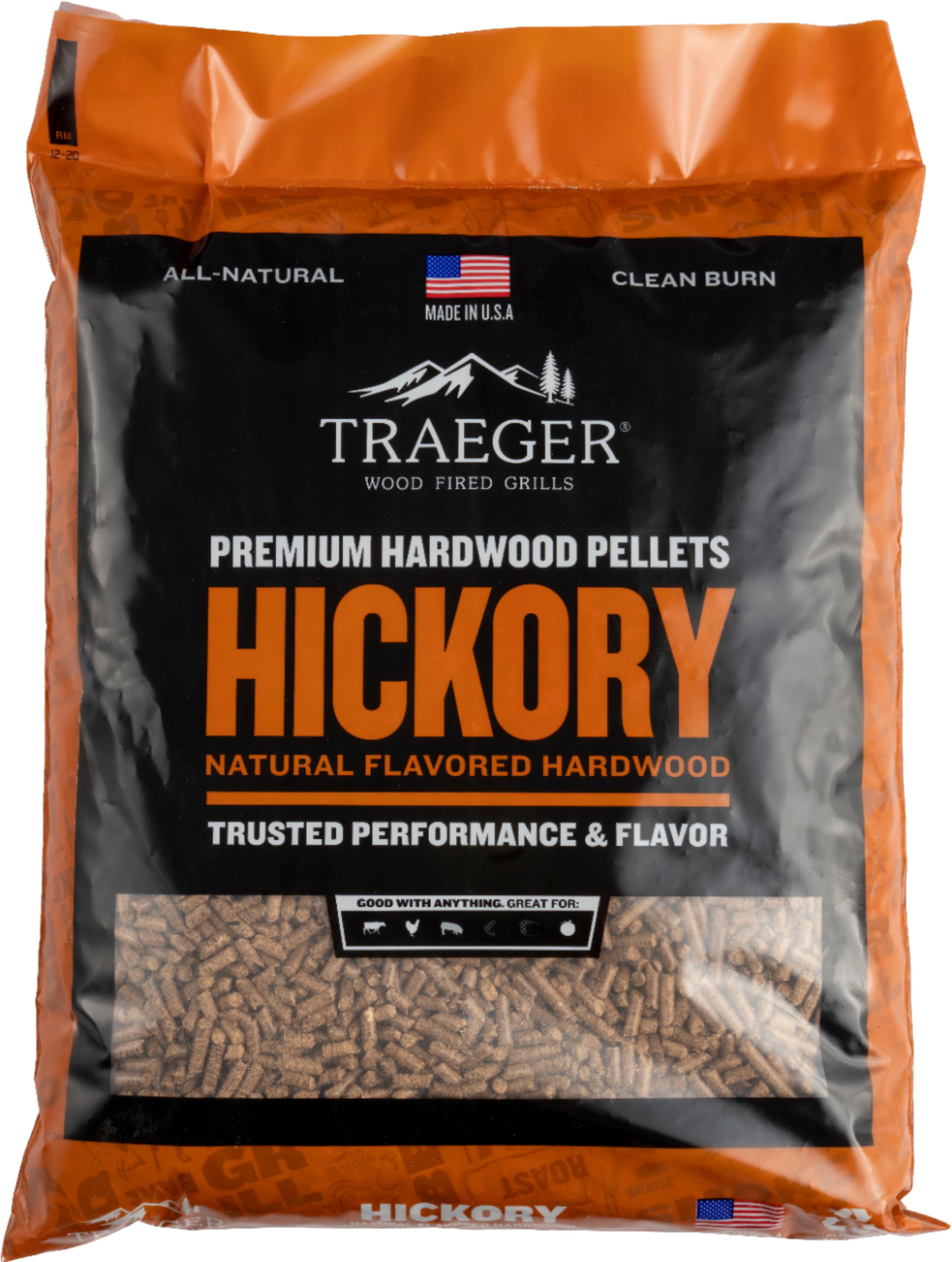 Traeger Grills Premium Hardwood Pellets Hickory Brown Pel319 Best Buy