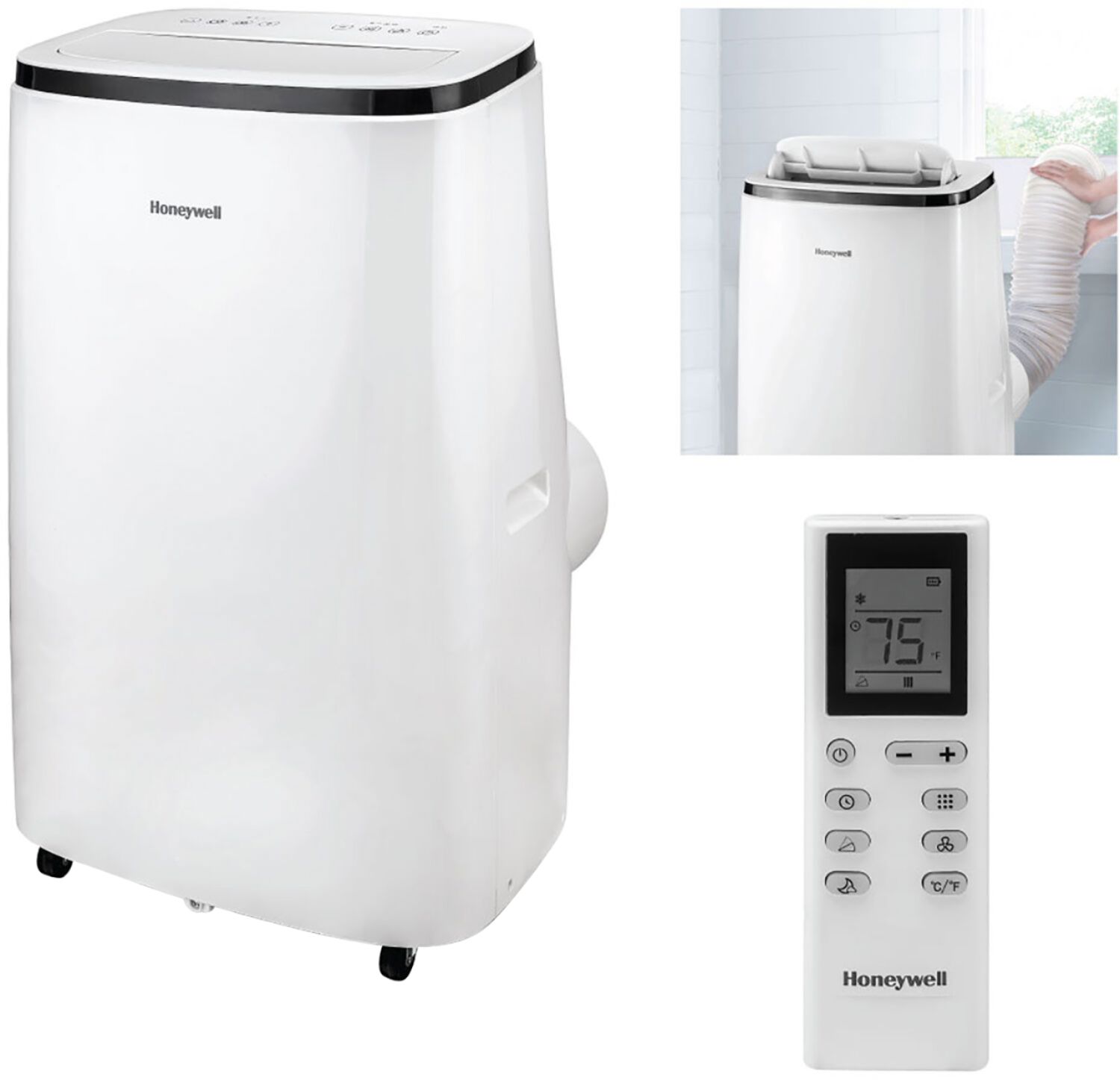 Angle View: Honeywell - 450 Sq. Ft. 10,000 BTU Portable Air Conditioner with Dehumidifier & Fan - White