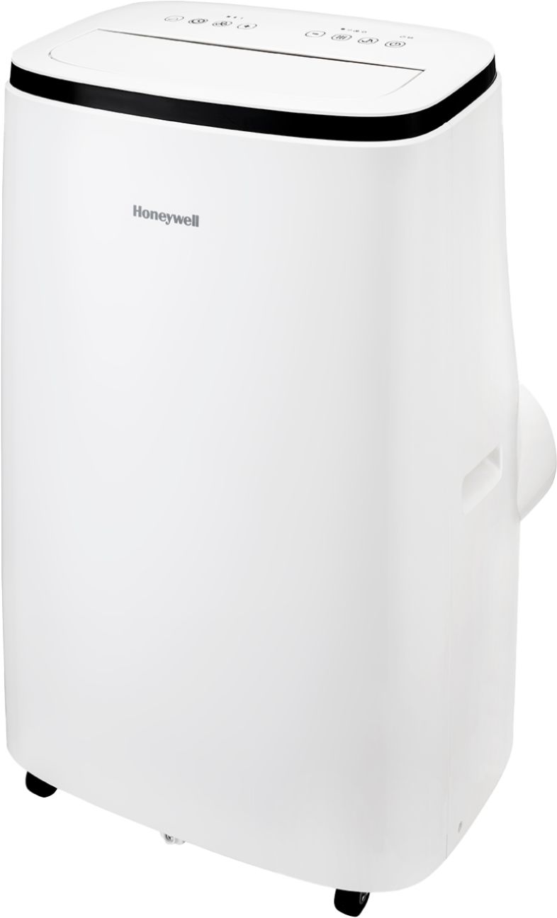 Left View: Honeywell - 550 Sq. Ft. 12,000 BTU Portable Air Conditioner with Dehumidifier & Fan - White