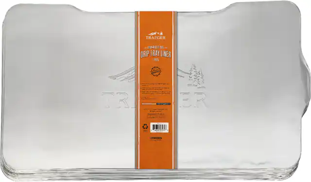 Angle. Traeger Grills - 5 Pack Drip Tray Liner for Ironwood 885 - Silver.