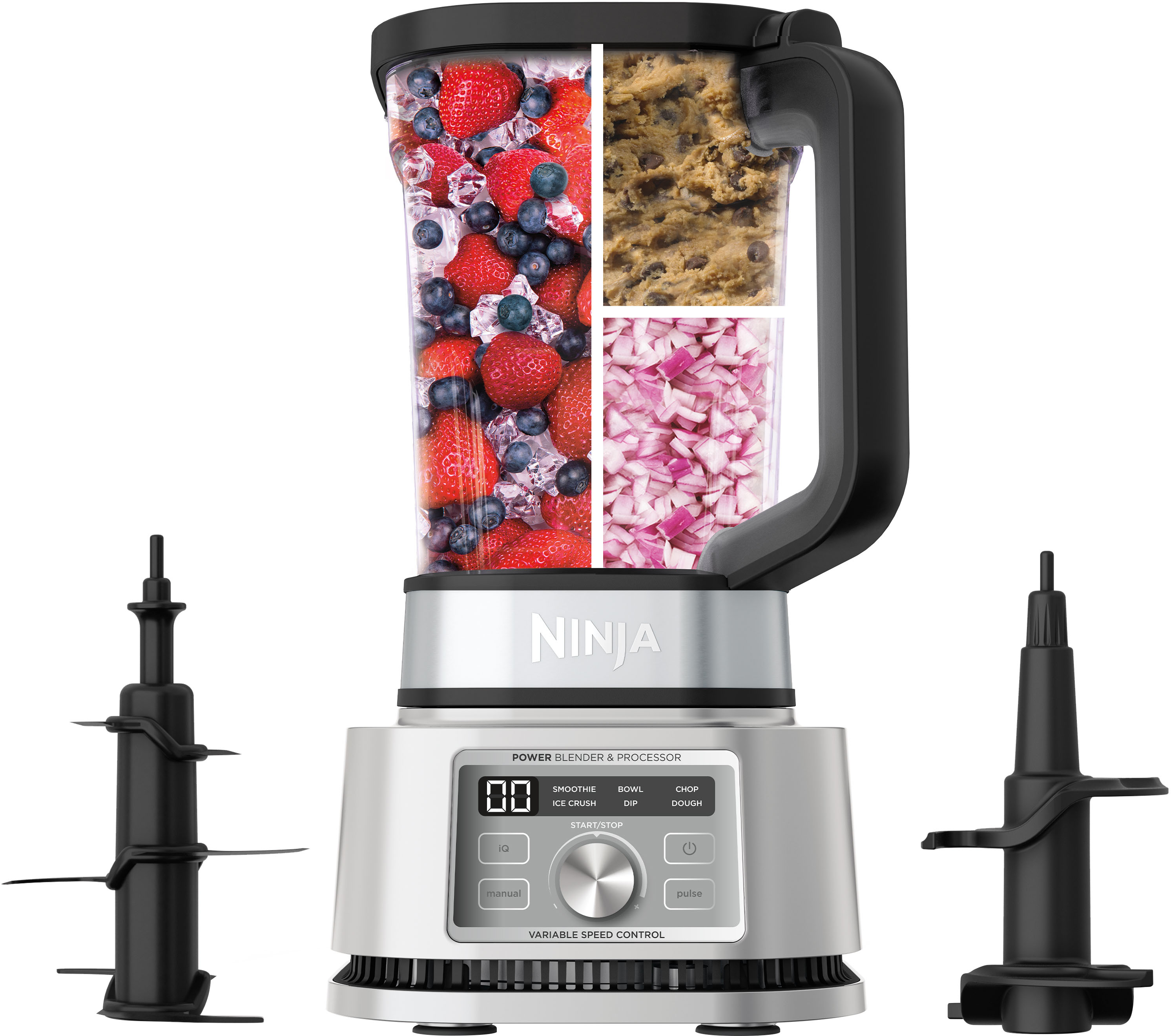 Best Buy: Ninja Foodi Power Blender & Processor 3-in-1 Blender and Food  Processor 1400WP 6 Auto-iQ Presets Cloud Silver SS201