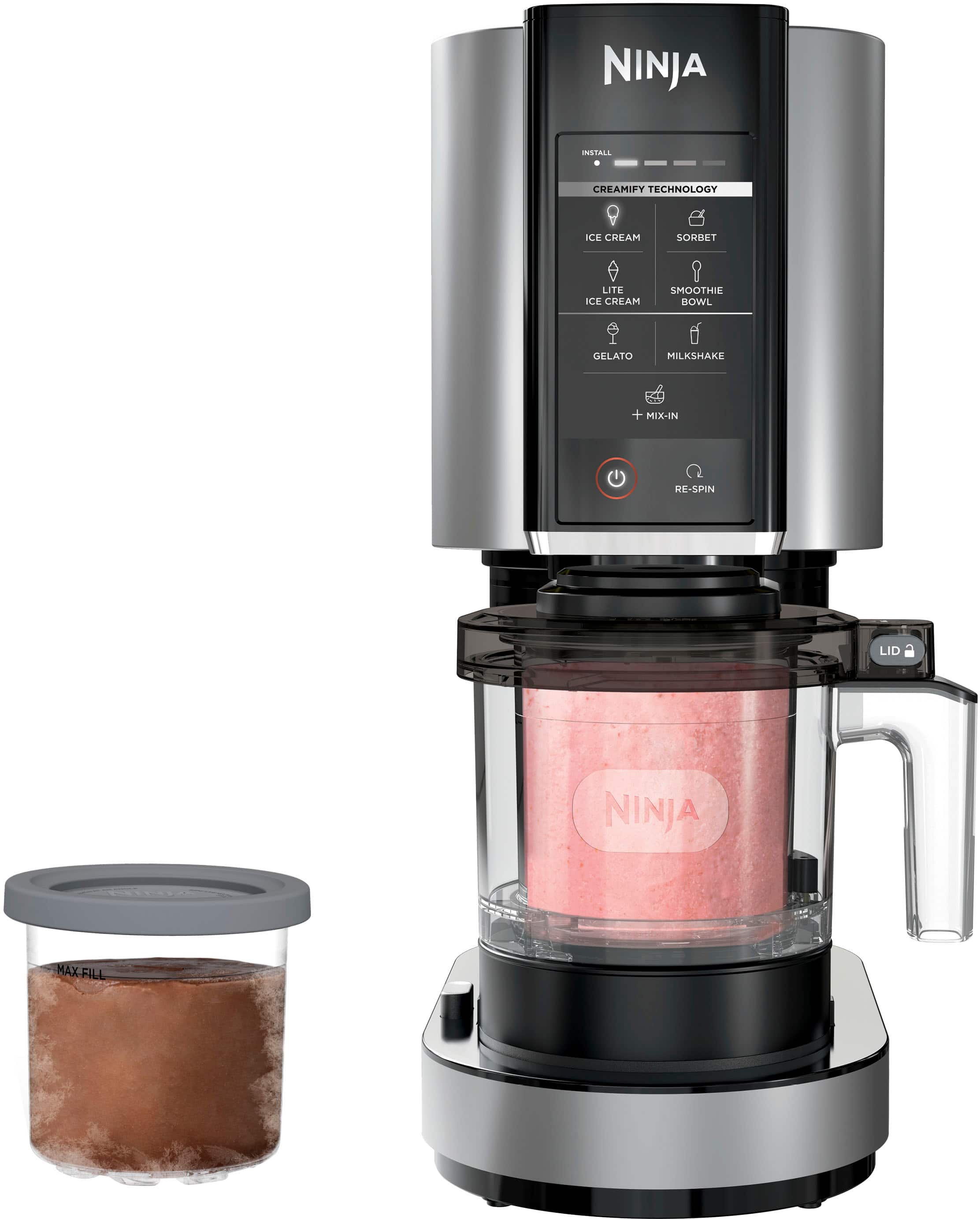 Front. Ninja - CREAMi, Ice Cream Maker, 7 One-Touch Programs - Cloud Silver.