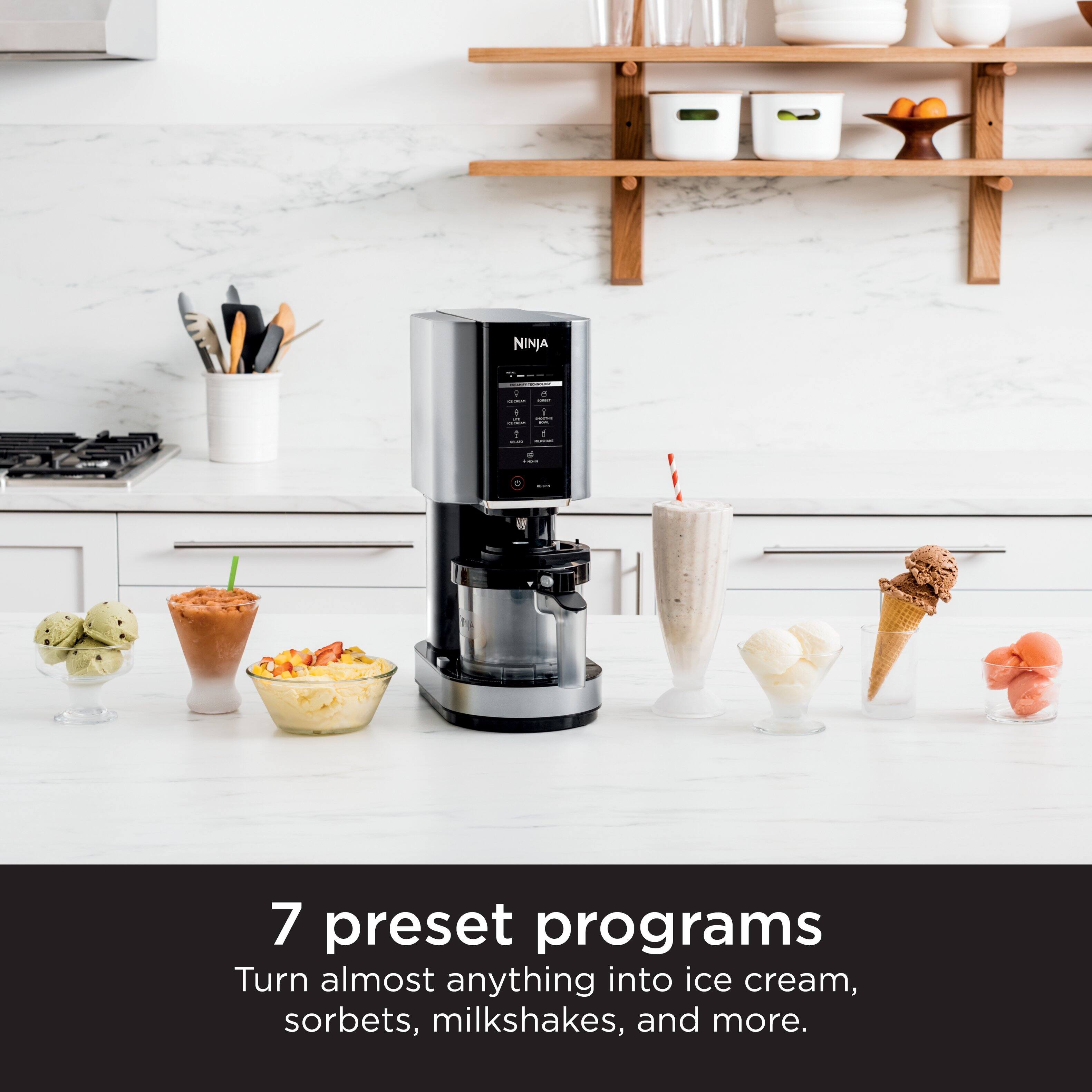 7 preset programs turn almost anything into ice cream, sorbets, milkshakes, and more.
