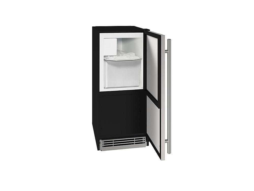 Angle View: U-Line - 15" 25-lb Freestanding Icemaker in Stainless Steel Solid - Stainless steel