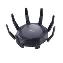 ASUS - RT-AX89X AX6000 Dual-Band WiFi 6 Wireless Router, 10G Port - Black - Front_Zoom