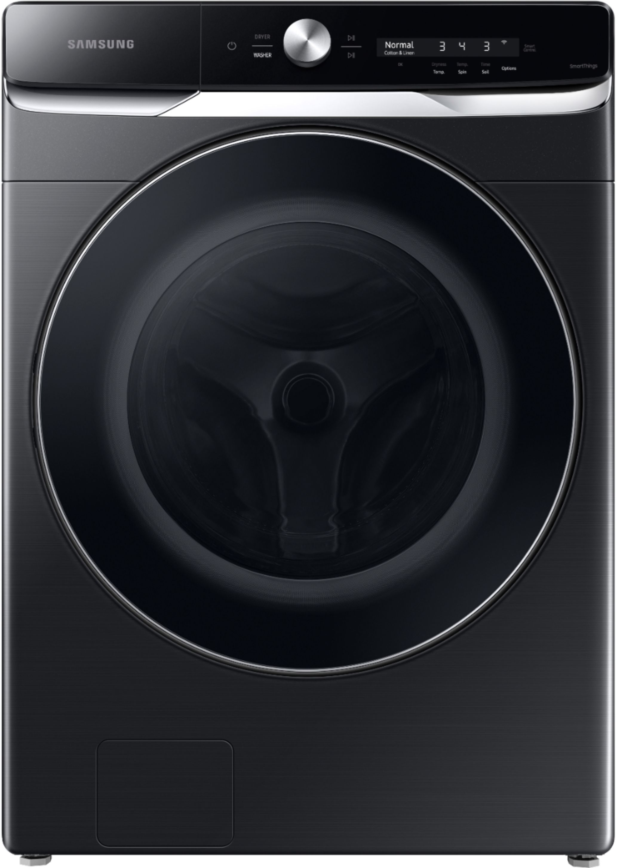 Samsung - 5.0 Cu.Ft. High-Efficiency Stackable Smart Front Load Washer with Steam and OptiWash™ - Brushed black