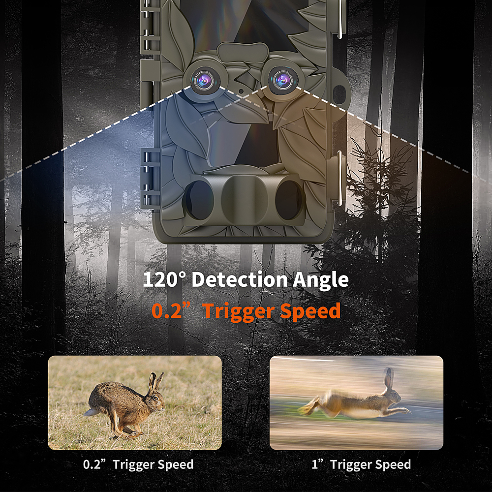 Rexing Woodlens H6 Trail Camera with Dual Lens Night Vision Recording ...