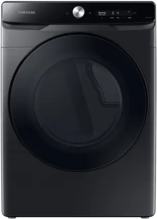 Front. Samsung - 7.5 Cu. Ft. Stackable Smart Electric Dryer with Steam and Super Speed Dry - Brushed Black.