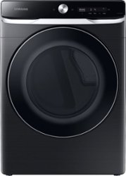 Samsung - 7.5 Cu. Ft. Stackable Smart Electric Dryer with Steam and Super Speed Dry - Brushed Black - Front_Zoom