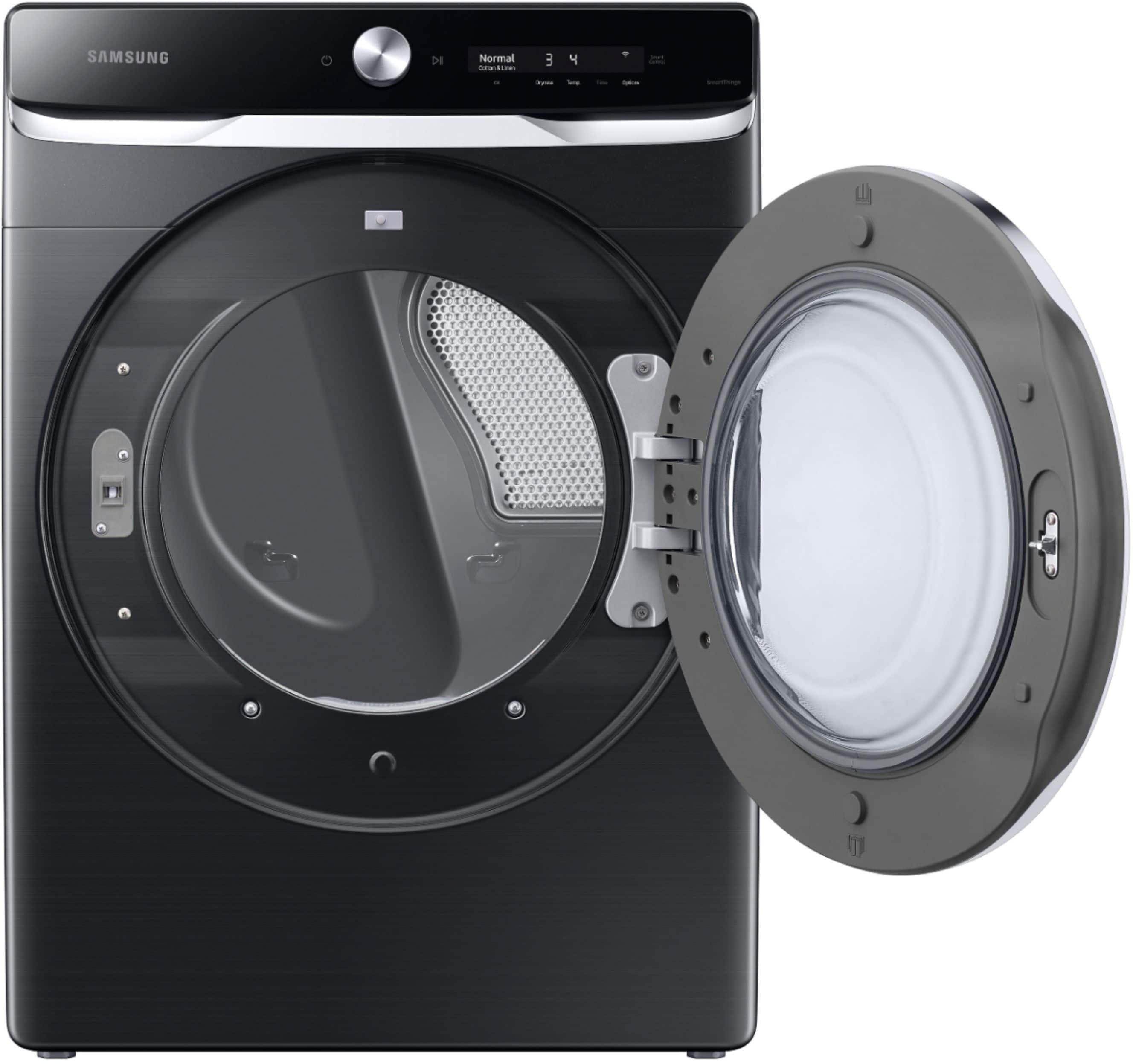 Alt View 18. Samsung - 7.5 Cu. Ft. Stackable Smart Electric Dryer with Steam and Super Speed Dry - Brushed Black.