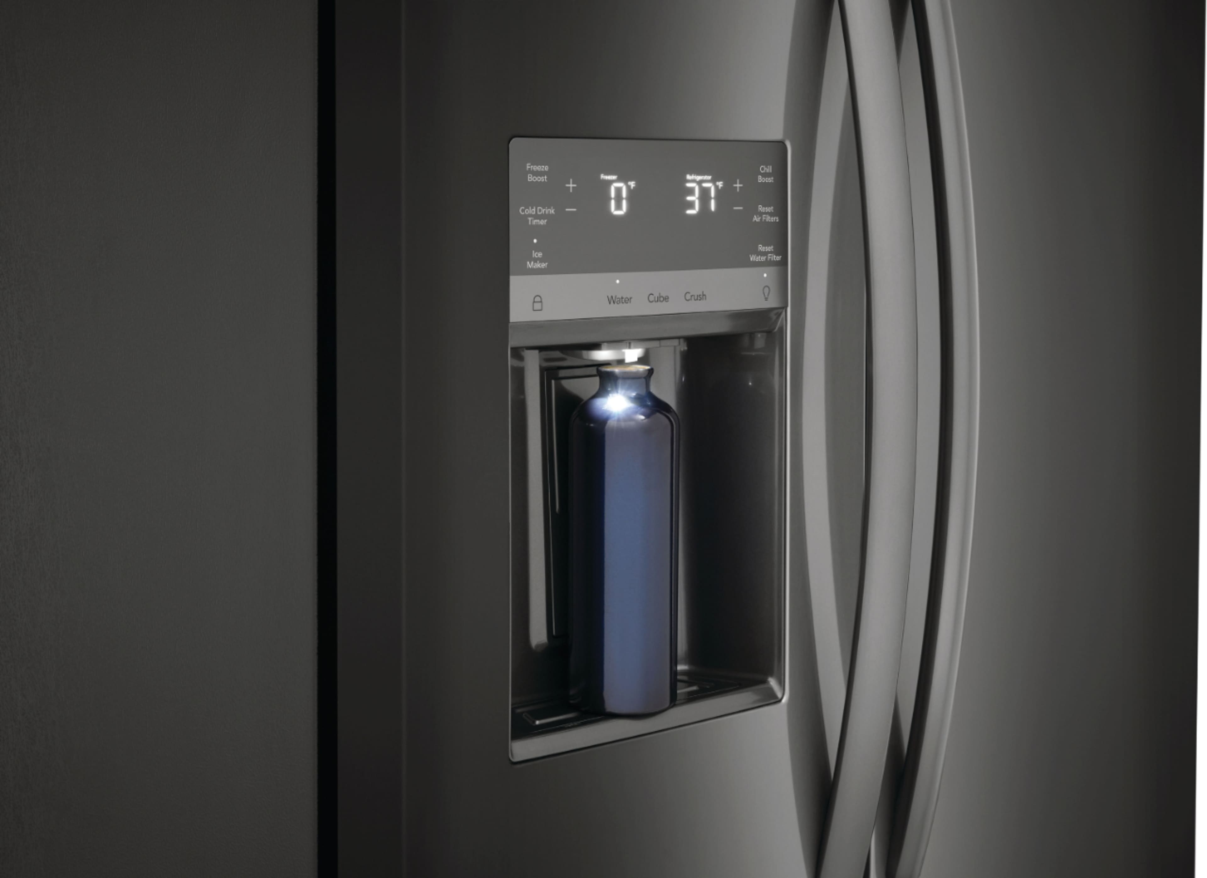 Alt View 13. Frigidaire - Gallery 22.3 Cu. Ft. Side-by-Side Counter-Depth Refrigerator - Smudge-Proof® Black Stainless Steel.