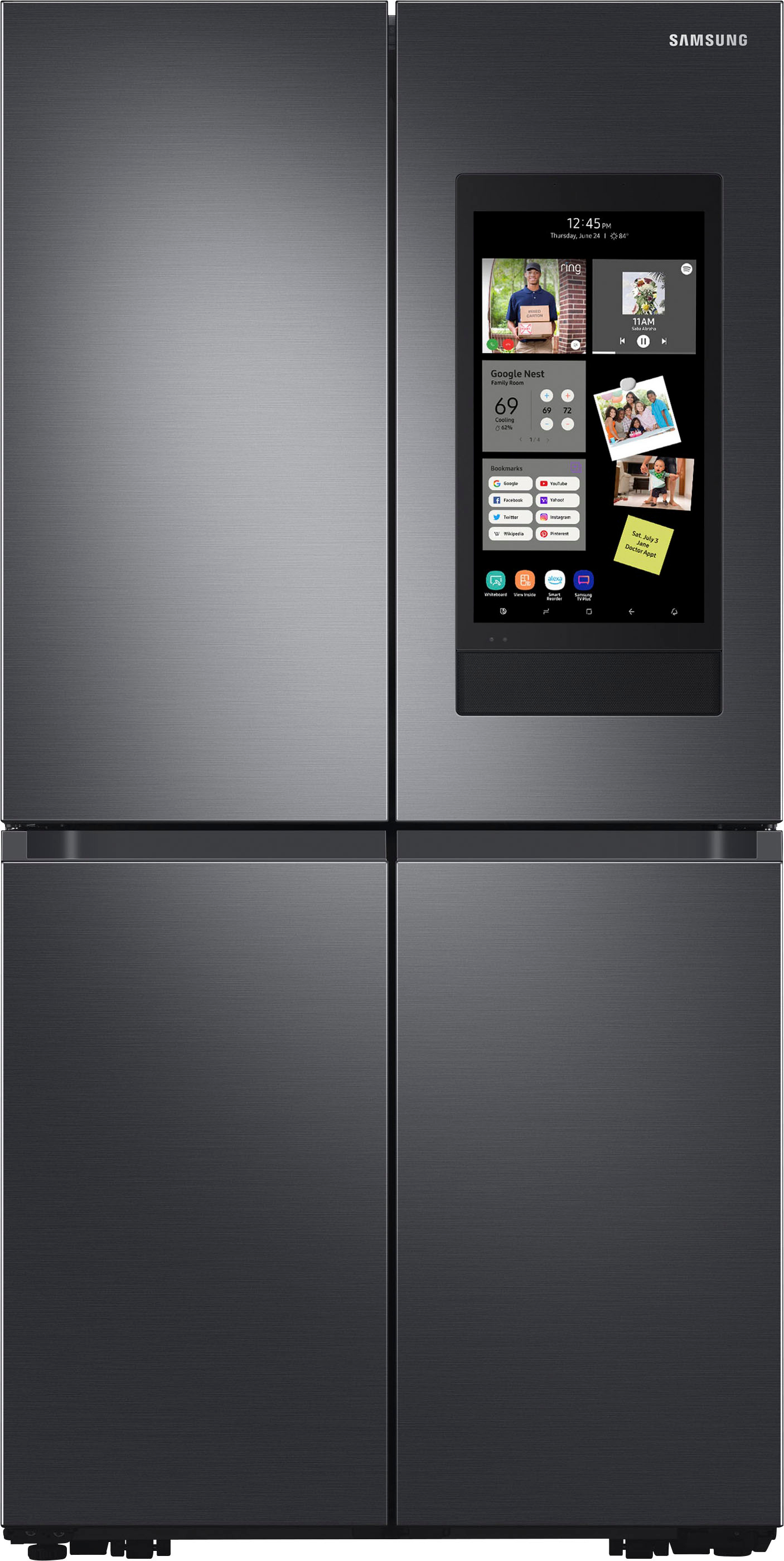 Samsung 23 cu. ft. Smart Counter Depth 4-Door Flex™ Refrigerator with Family Hub™ & Beverage Center Black Stainless Steel RF23A9771SG/AA - Best Buy