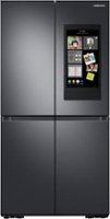 Samsung - 23 cu. ft. 4-Door Flex Counter Depth Smart Refrigerator with Family Hub - Black Stainless Steel - Front_Zoom