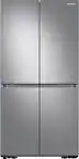 Front. Samsung - 23 cu. ft. 4-Door Flex French Door Counter Depth Smart Refrigerator with Beverage Center - Stainless Steel.