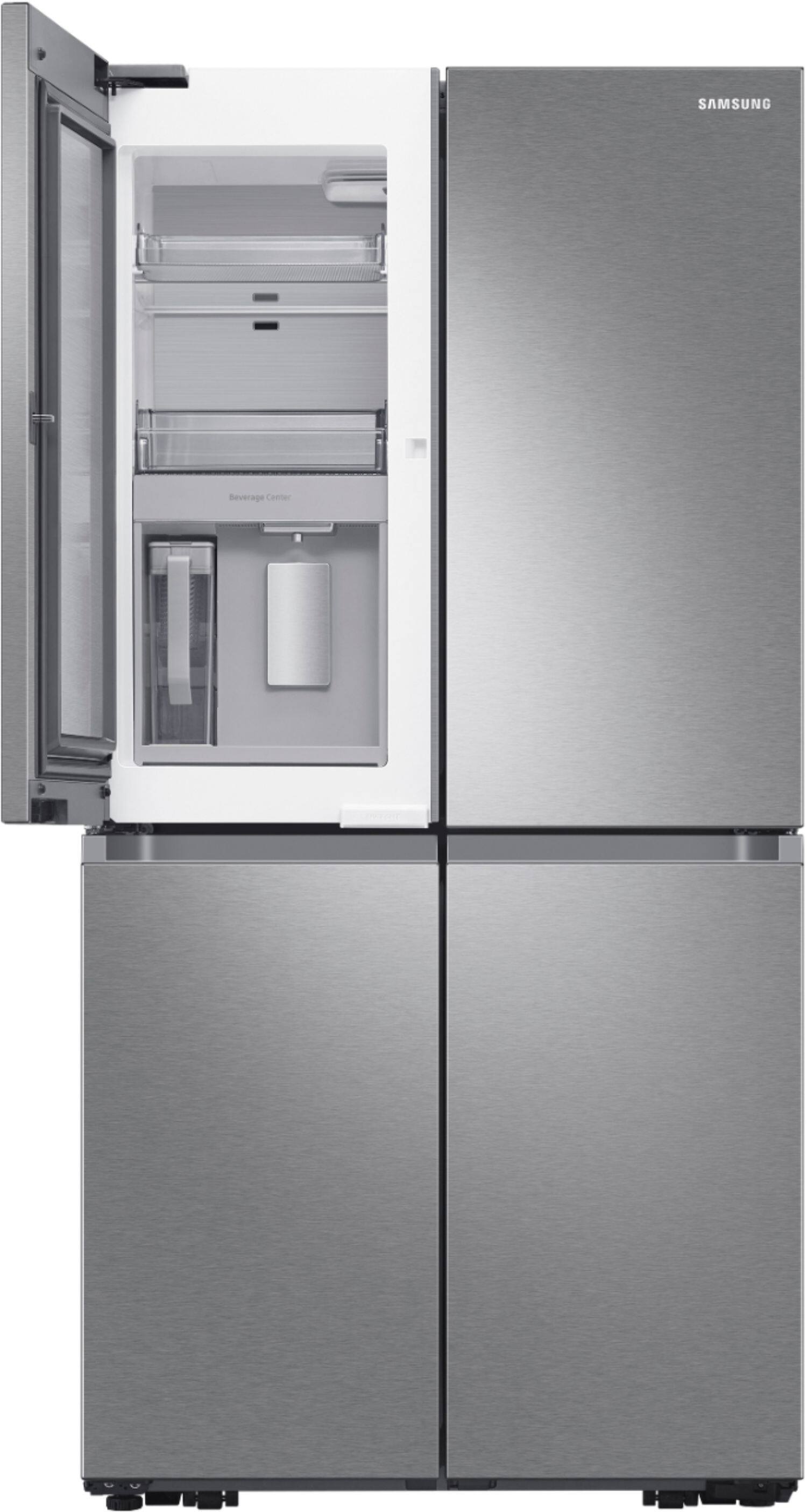 Alt View 20. Samsung - 23 cu. ft. 4-Door Flex French Door Counter Depth Smart Refrigerator with Beverage Center - Stainless Steel.