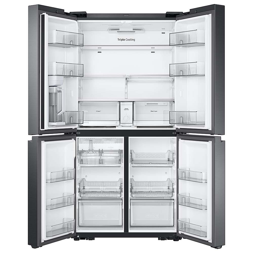 Alt View 12. Samsung - 29 cu. ft. 4-Door Flex French Door Smart Refrigerator with Dual Ice Maker - Fingerprint Resistant Black Stainless Steel.