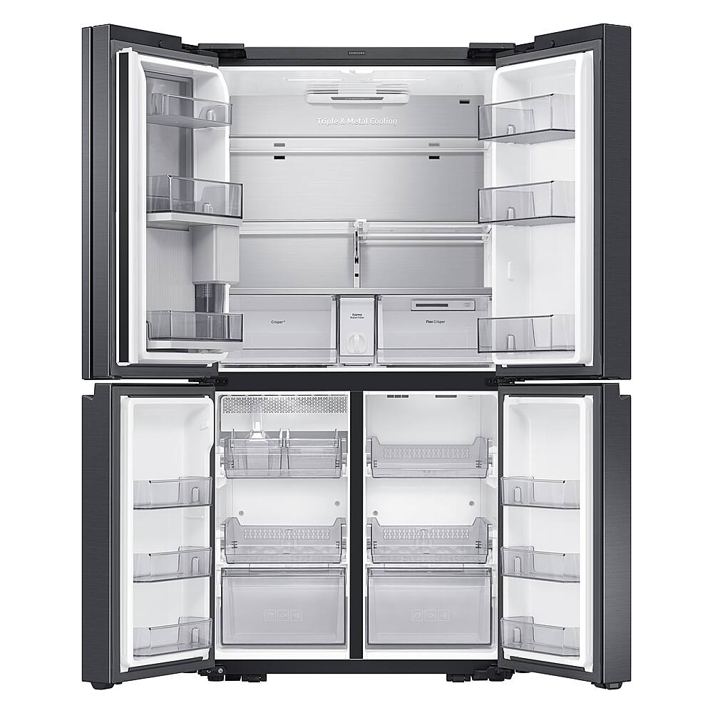 Alt View 12. Samsung - 23 cu. ft. 4-Door Flex French Door Counter Depth Smart Refrigerator with Beverage Center - Fingerprint Resistant Black Stainless Steel.