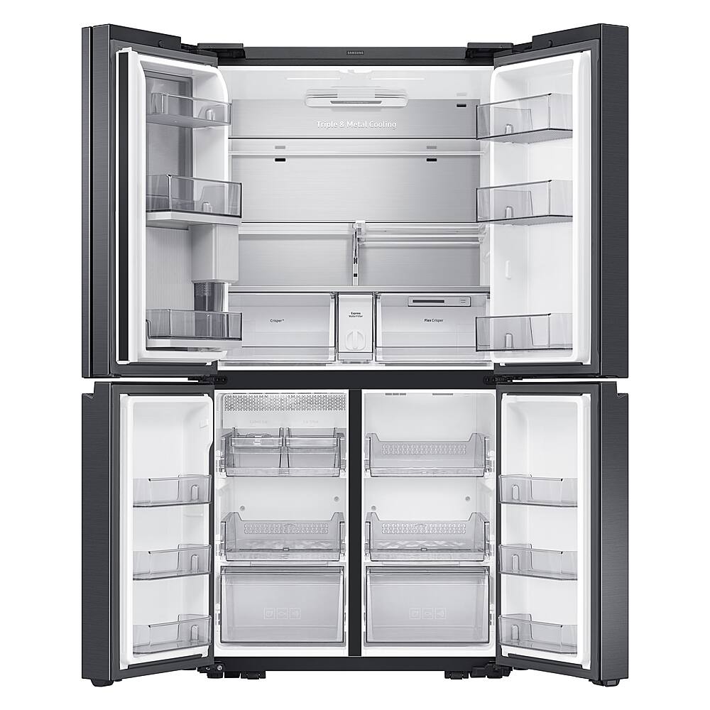 Alt View 12. Samsung - 29 cu. ft. 4-Door Flex French Door Smart Refrigerator with Beverage Center - Black Stainless Steel.