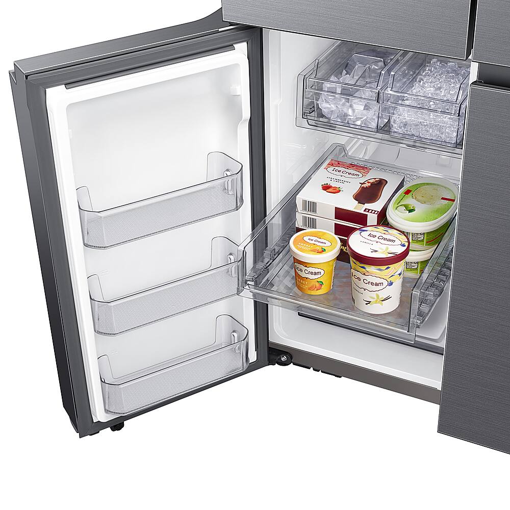 Alt View 15. Samsung - 29 cu. ft. 4-Door Flex French Door Smart Refrigerator with Beverage Center - Black Stainless Steel.