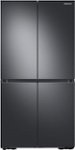 Front. Samsung - 23 cu. ft. 4-Door Flex French Door Counter Depth Smart Refrigerator with Dual Ice Maker - Black Stainless Steel.