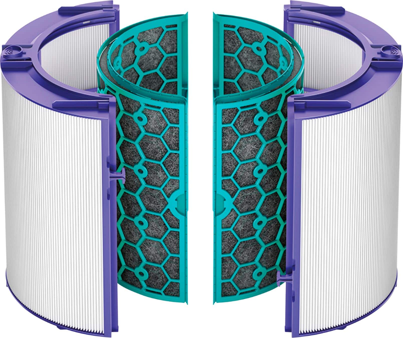 Front. Dyson - Dyson Genuine Air Purifier Replacement Filter (HP04, TP04, DP04,) 360° Glass HEPA and Activated Carbon Filter - Purple/White.