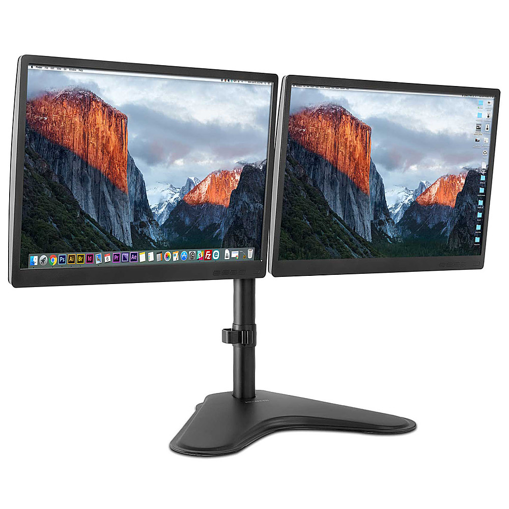 Left View: Mount-It! - Dual Monitor Desk Stand - Black
