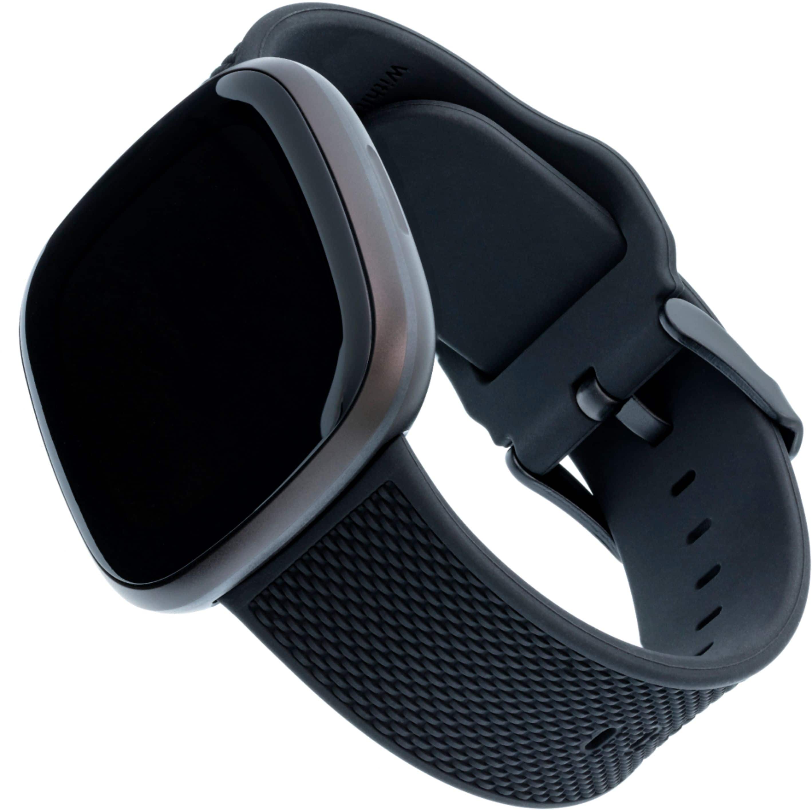 Alt View 12. WITHit - Band Kit for Fitbit Versa 3 and Fitbit Sense (3-Pack) - Black Mesh/Bluestone Sport & Black Woven Silicone.