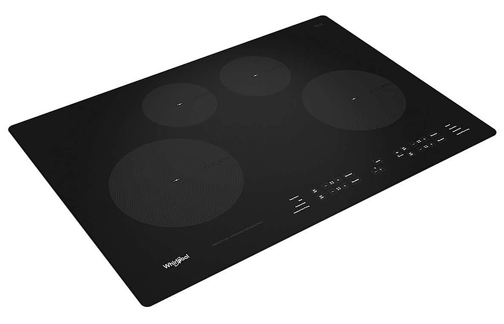 Angle View: Whirlpool - 30" Built-In Electric Induction Cooktop with 4 Elements with Quick Cleanup - Black