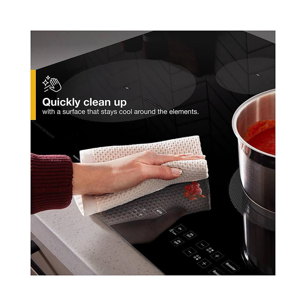 Quickly clean up with a surface that stays cool around the elements. COTECHCLEAN 1 a + 1 O R i A OE OFF Oe I I . % + + Booster BOOg