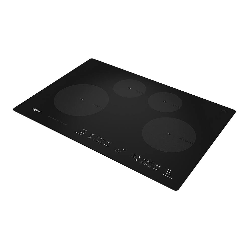 Left. Whirlpool - 30" Built-In Electric Induction Cooktop with 4 Elements with Quick Cleanup - Black.