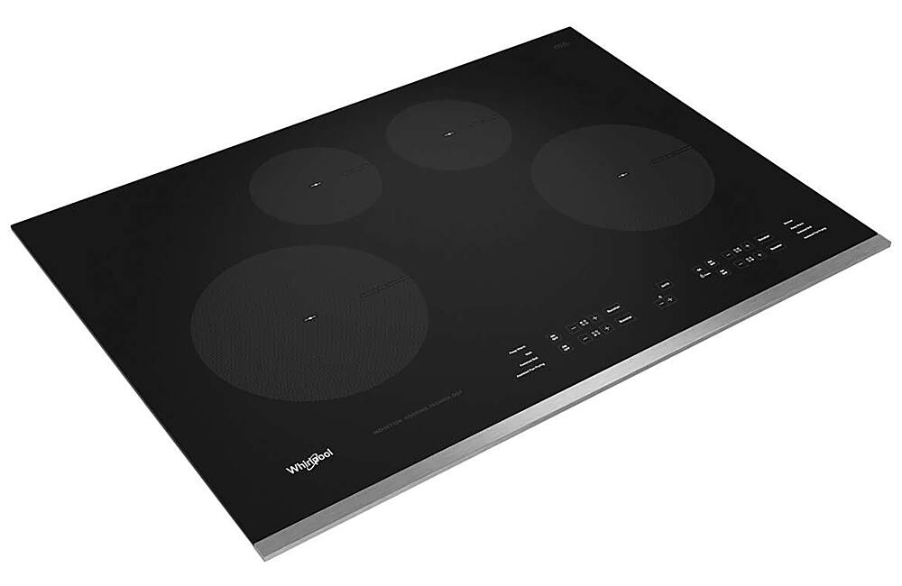 Angle. Whirlpool - 30" Built-In Electric Induction Cooktop with 4 Elements with Quick Cleanup - Stainless Steel.