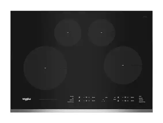 Front. Whirlpool - 30" Built-In Electric Induction Cooktop with 4 Elements with Quick Cleanup - Stainless Steel.