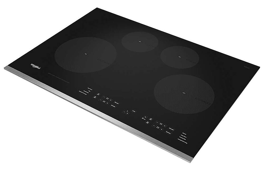 Left. Whirlpool - 30" Built-In Electric Induction Cooktop with 4 Elements with Quick Cleanup - Stainless Steel.