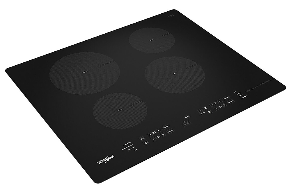 Angle View: Whirlpool - 24" Built-In Electric Induction Cooktop with 4 Elements with Small Space - Black