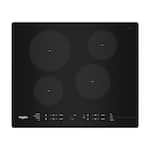 Whirlpool - 24 in. Wide 4 element Built-In Electric Induction Cooktop with Small Space - Black