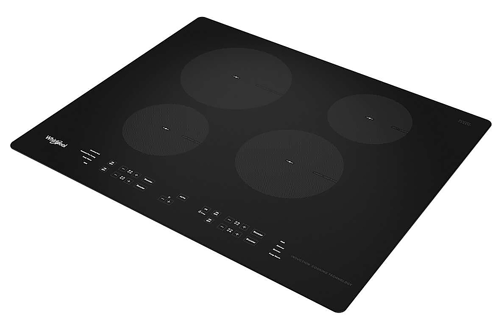 Left View: Whirlpool - 24" Built-In Electric Induction Cooktop with 4 Elements with Small Space - Black