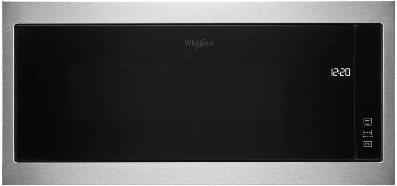 Front. Whirlpool - 1.1 Cu. Ft. Built-In Microwave with Slim Trim Kit - Stainless Steel.