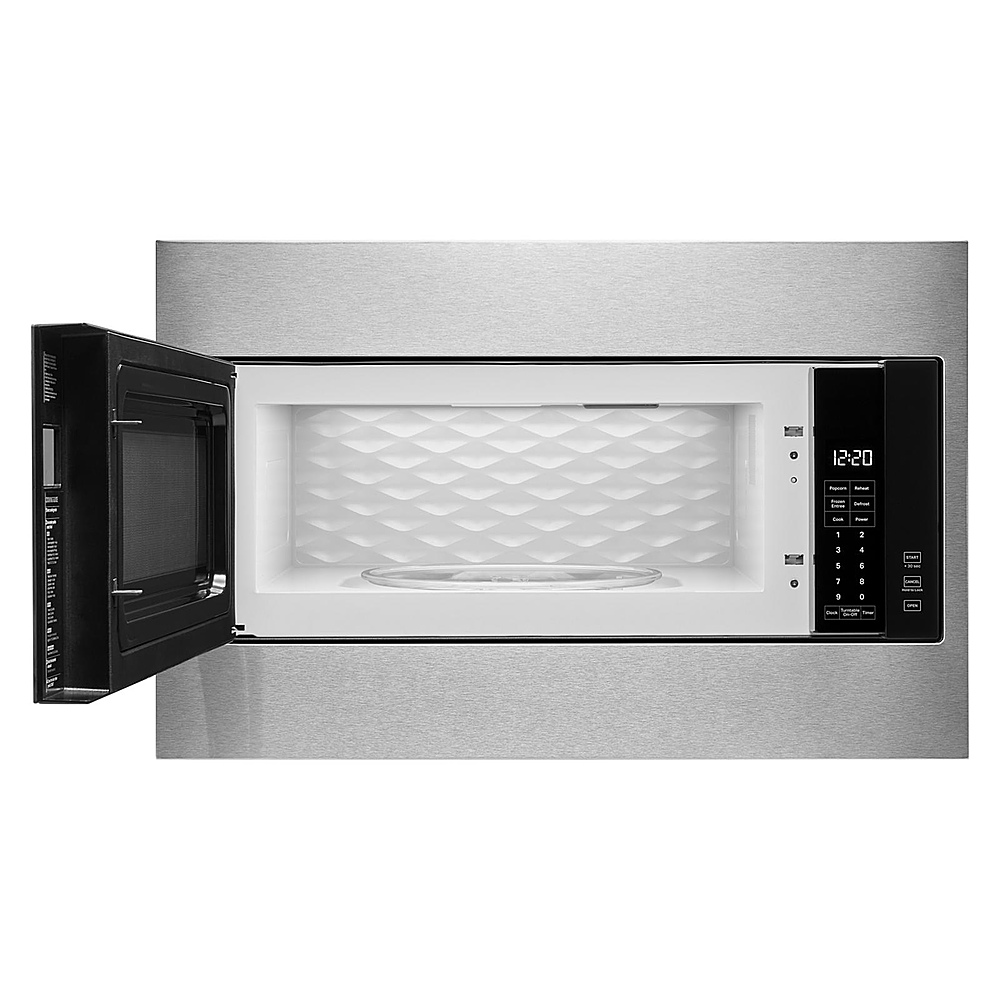 Angle View: Whirlpool - 1.1 Cu. Ft. Built-In Microwave with Standard Trim Kit - Stainless steel