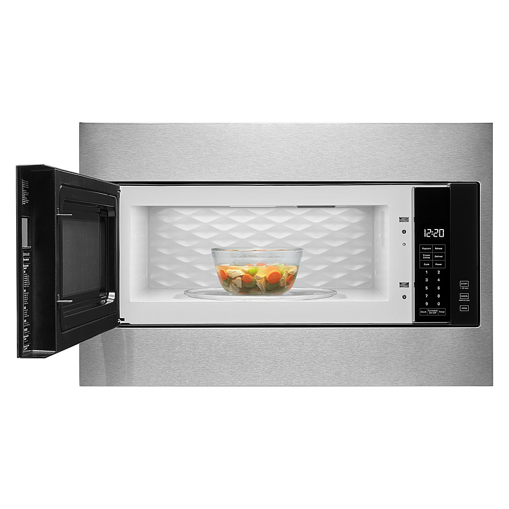 Left View: Whirlpool - 1.1 Cu. Ft. Built-In Microwave with Standard Trim Kit - Stainless steel