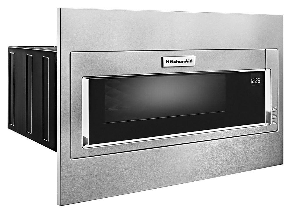 Angle View: KitchenAid - 1.1 Cu. Ft. Built-In Low Profile Microwave with Standard Trim Kit - Stainless steel