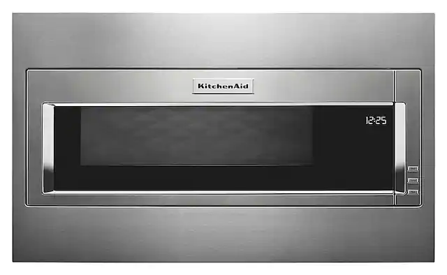 Front. KitchenAid - 1.1 Cu. Ft. Built-In Low Profile Microwave with Standard Trim Kit - Stainless Steel.