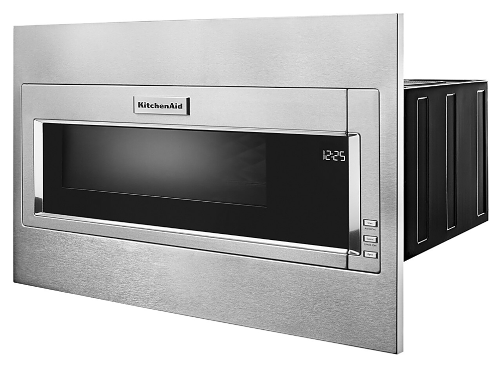 Left View: KitchenAid - 1.1 Cu. Ft. Built-In Low Profile Microwave with Standard Trim Kit - Stainless steel