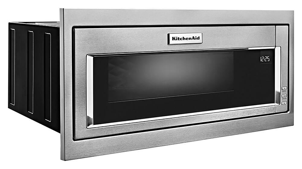 Angle. KitchenAid - 1.1 Cu. Ft. Built-In Low Profile Microwave with Slim Trim Kit - Stainless Steel.