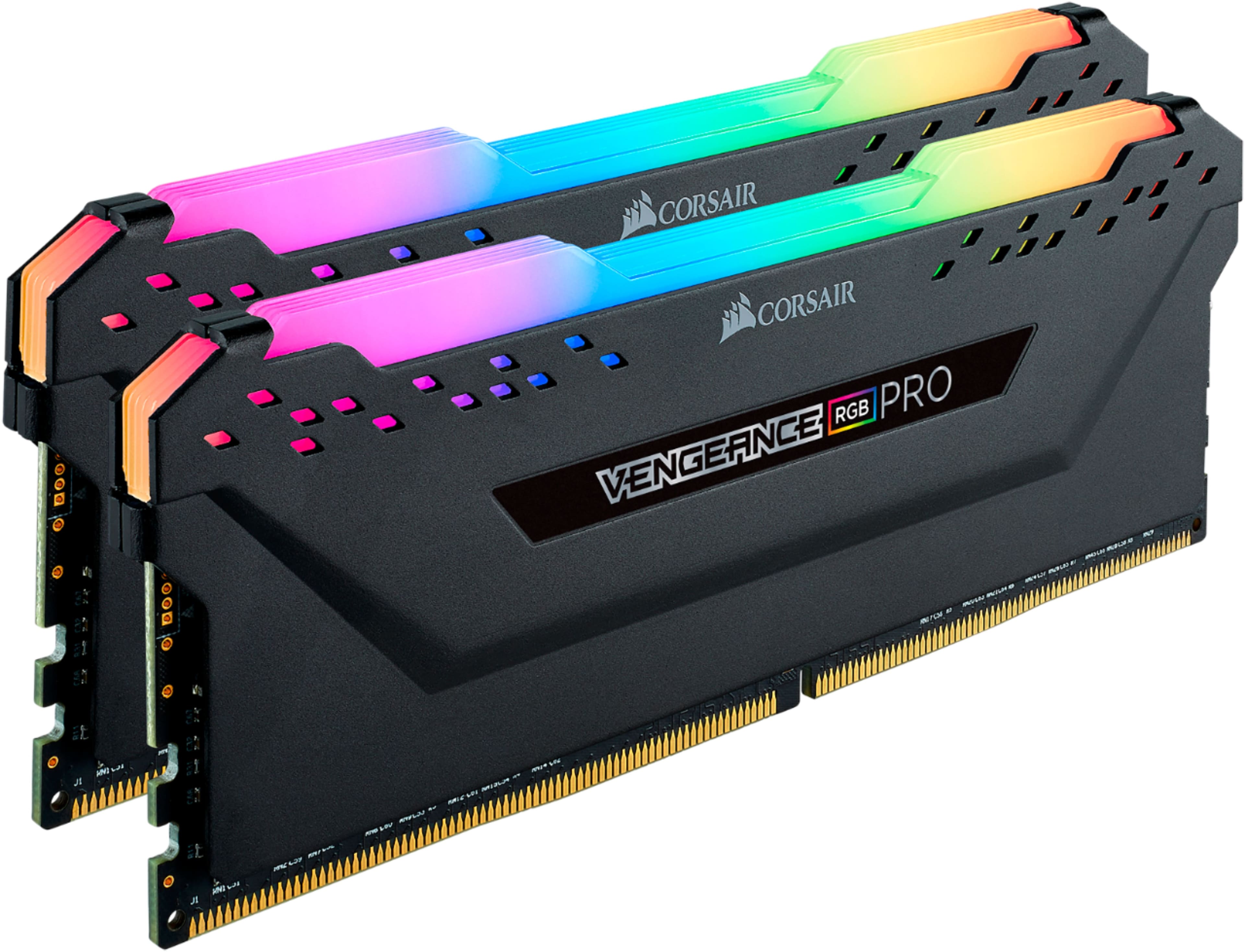Alt View 11. CORSAIR - VENGEANCE RGB PRO 32GB (2x16GB) DDR4 3200MHz C16 UDIMM Desktop Memory - Black.
