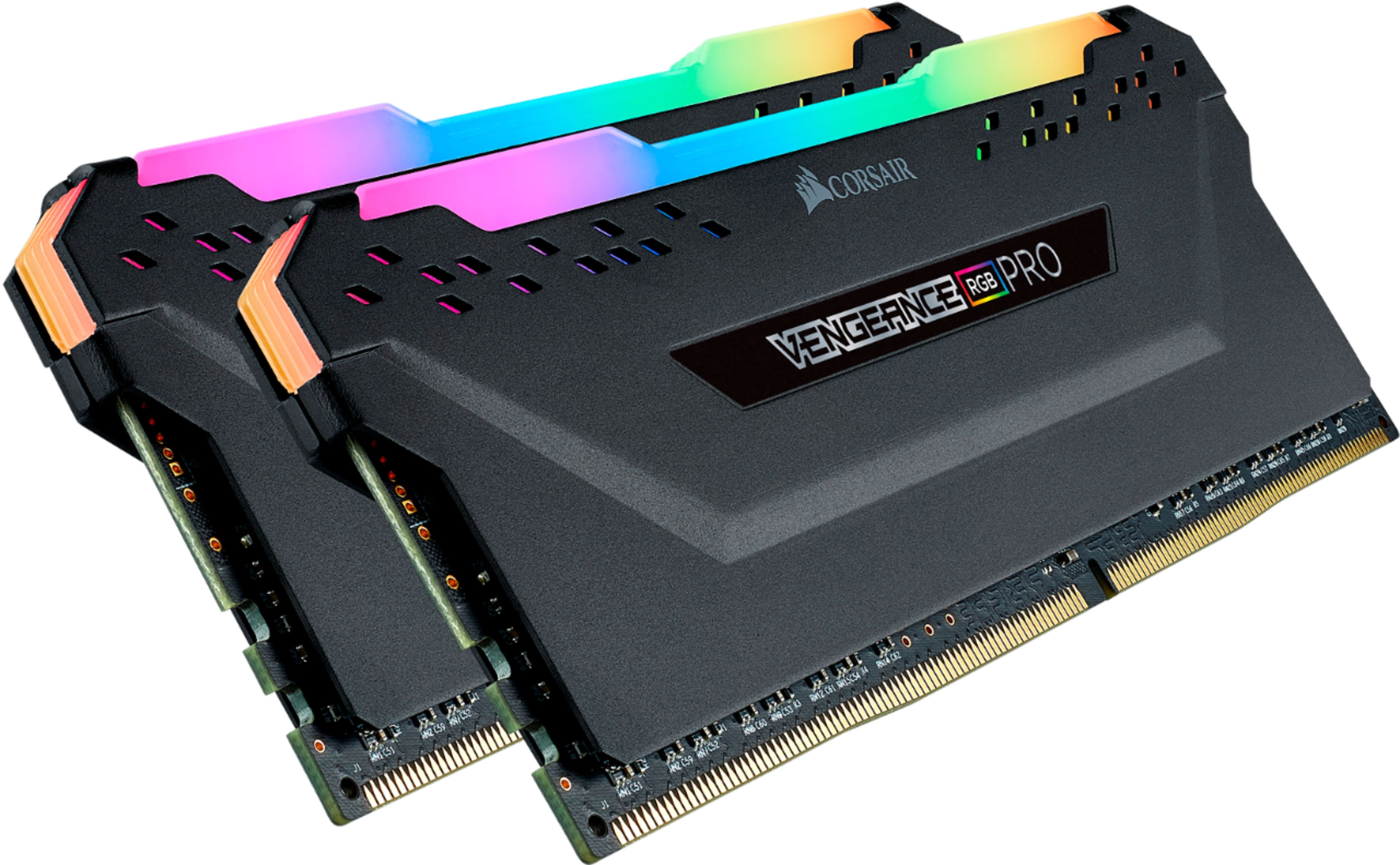Alt View 1. CORSAIR - VENGEANCE RGB PRO 32GB (2x16GB) DDR4 3200MHz C16 UDIMM Desktop Memory - Black.