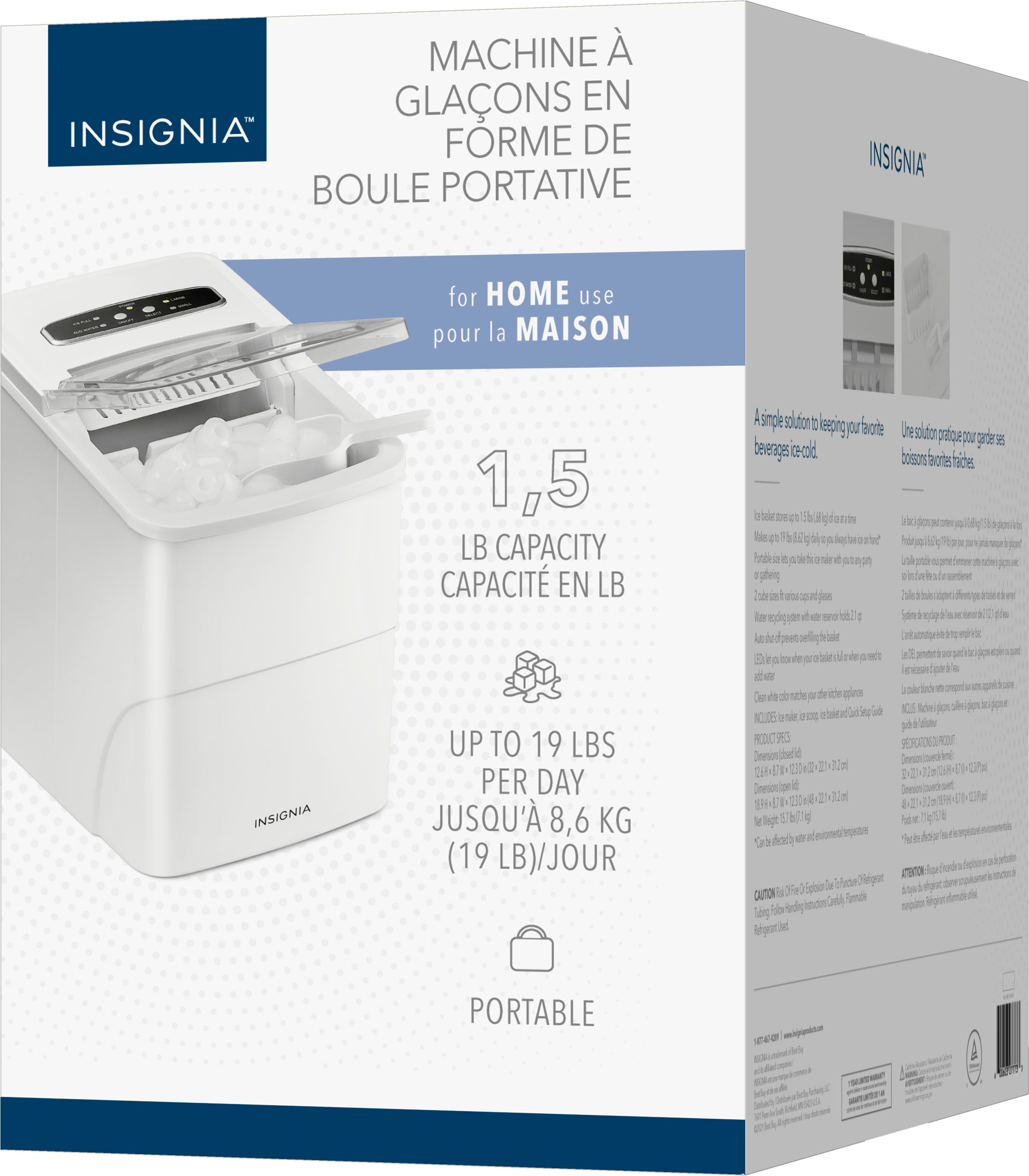 Insignia™ - 26 Lb. Portable Icemaker with Auto Shut-Off - Silver